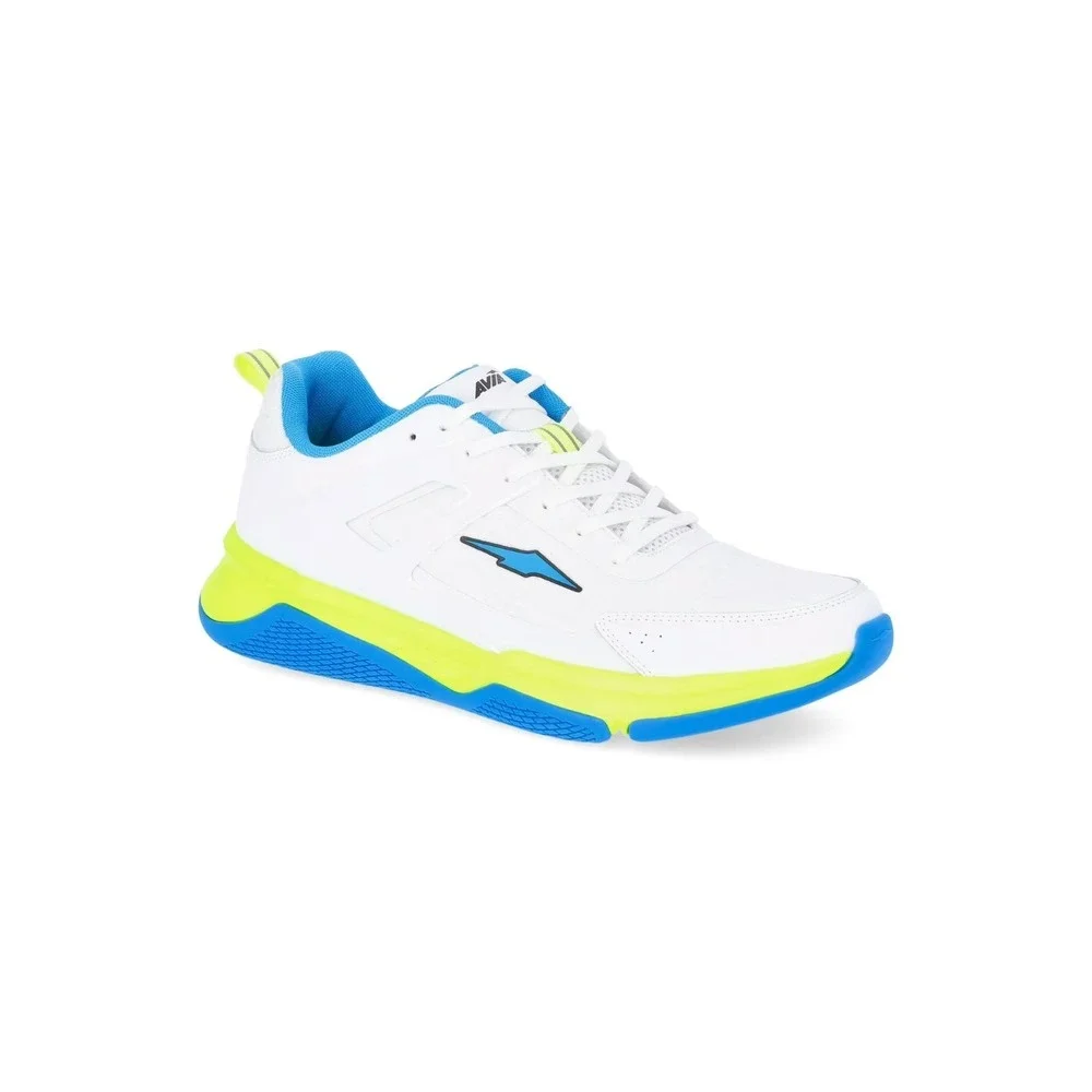 Men's Size 12 Avia Reps Gym Trainer Shoes Breathable‎ Leather White Blue Green
